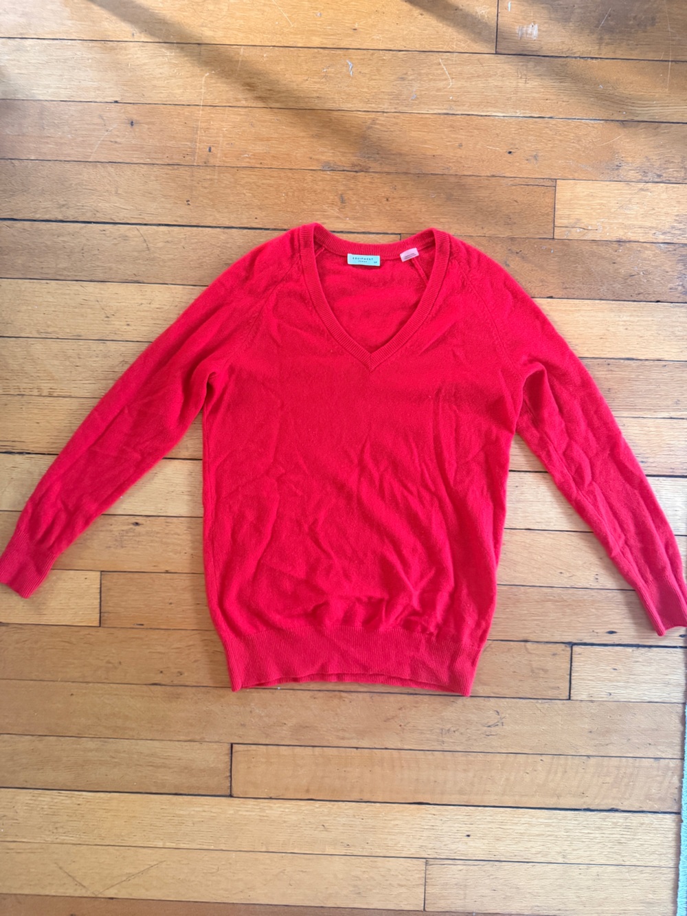 Equipment Red V Neck Cashmere Sweater